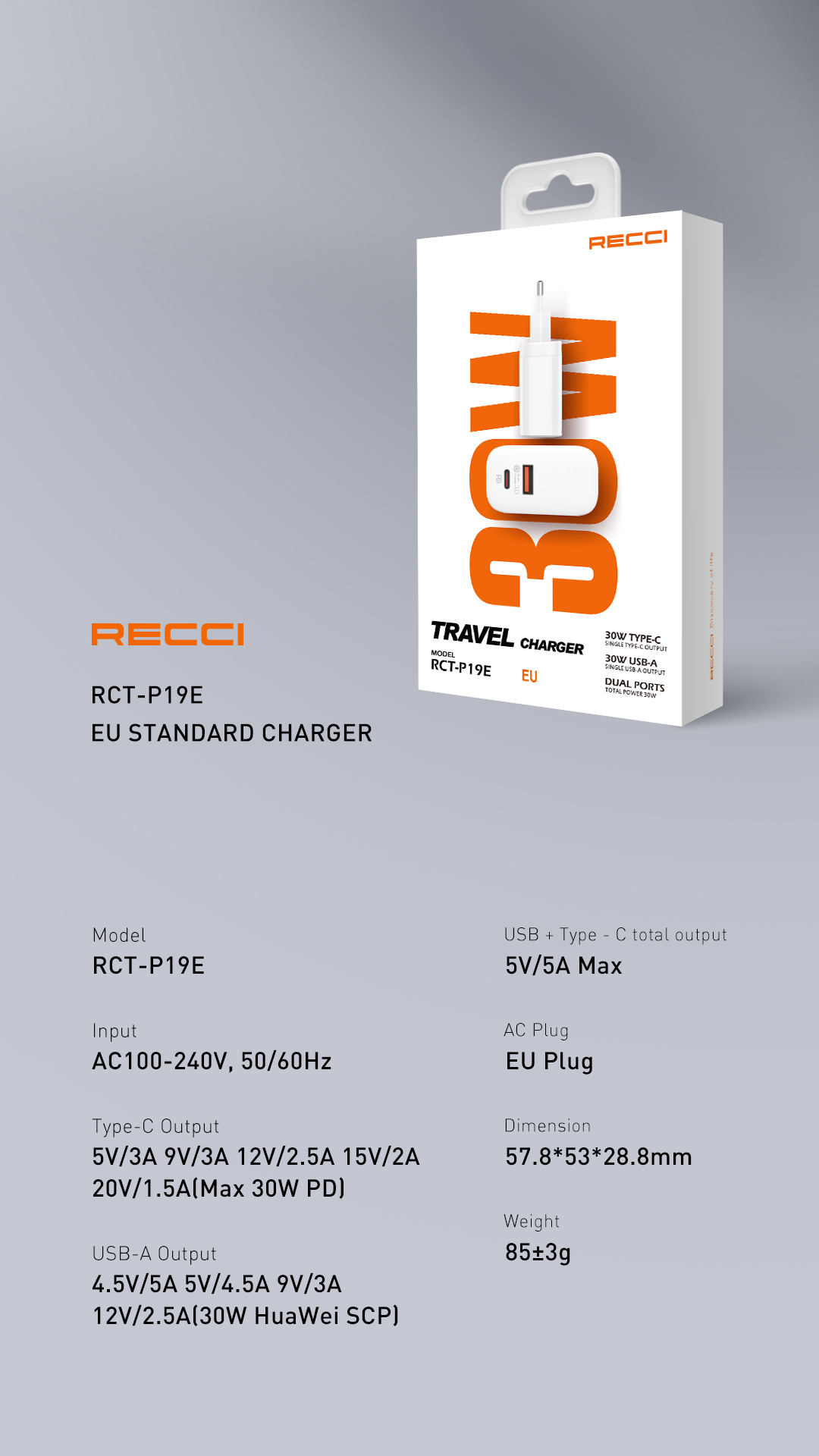 Adaptor charger RCT-P19E